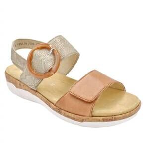 NEW REMONTE women's r6853 wedge leather blend sandal in noccia